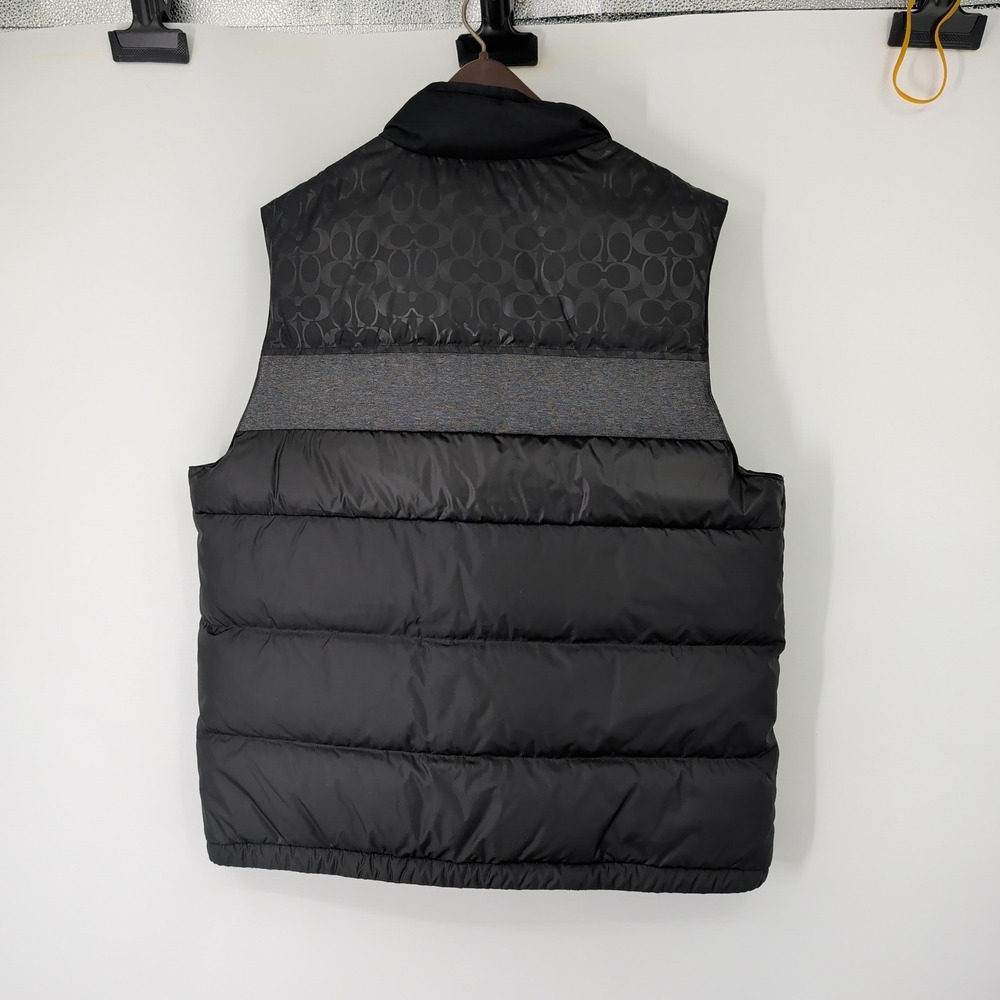Coach Mens Signature Colorblock Down Vest Black Grey Puffer CG626 XL New - Picture 14 of 14